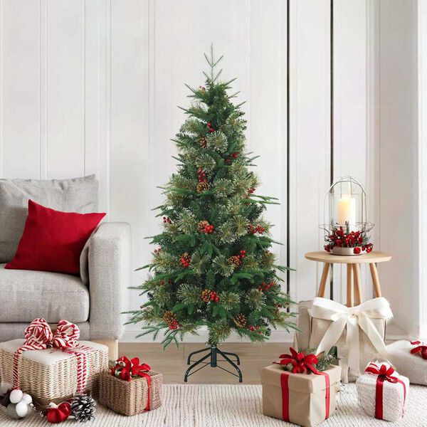 vidaXL Artificial Hinged Christmas Tree Green 150 cm PVC, PE and Steel