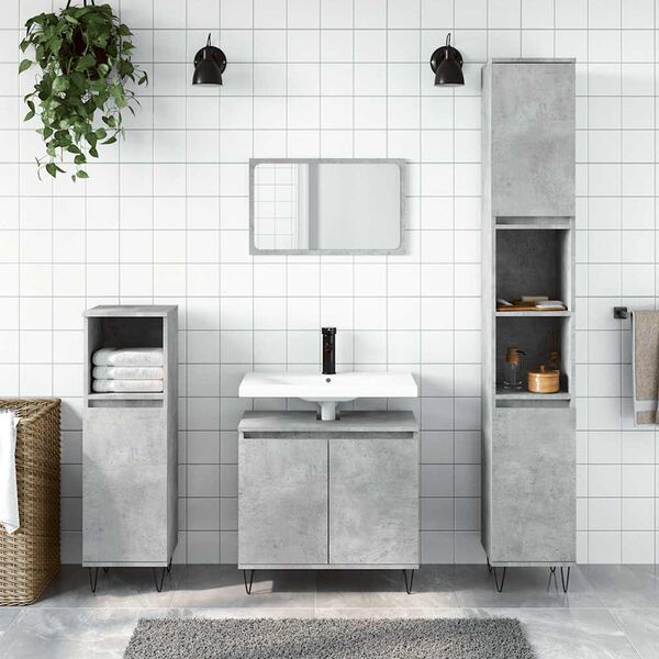 vidaXL Bathroom Cabinet Concrete Grey 58x33x60 cm Engineered Wood