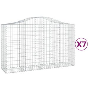 vidaXL Arched Gabion Baskets 7 pcs 200x50x120/140 cm Galvanised Iron