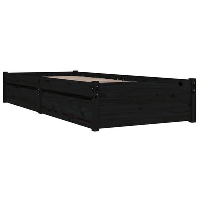 vidaXL Bed Frame with Drawers Black 90x200 cm