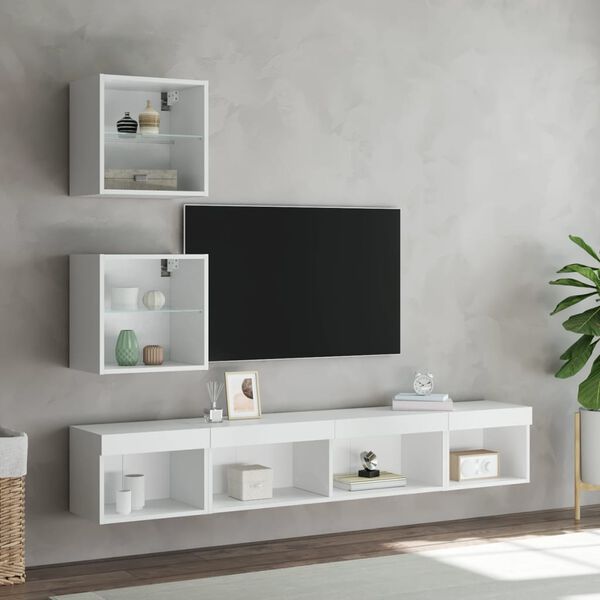 vidaXL 5 Piece TV Wall Units with LED White Engineered Wood