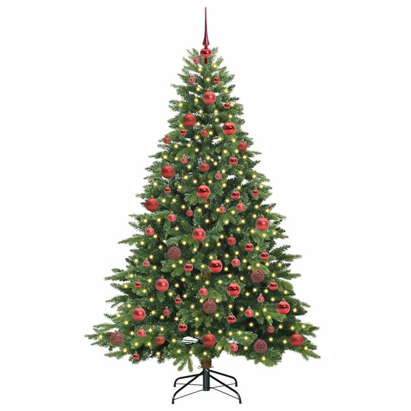 vidaXL Artificial Christmas Tree with 300 LEDs Green 180 cm PE and PVC