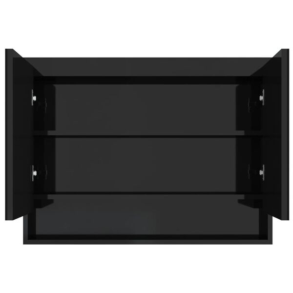 vidaXL Bathroom Mirror Cabinet 80x15x60 cm MDF Shining Black