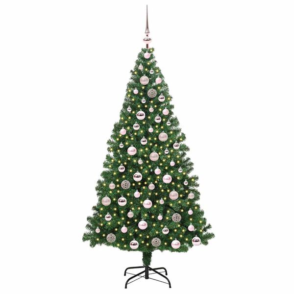 vidaXL Artificial Christmas Tree with 300 LEDs with Stand Green 180 cm