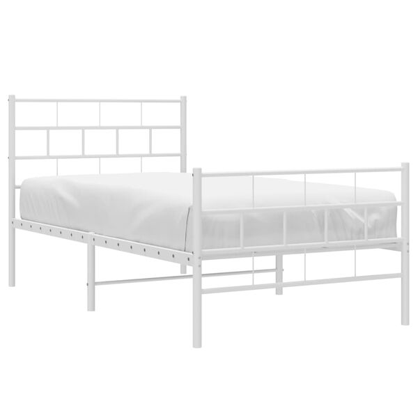 vidaXL Metal Bed Frame without Mattress with Footboard White 90x190cm