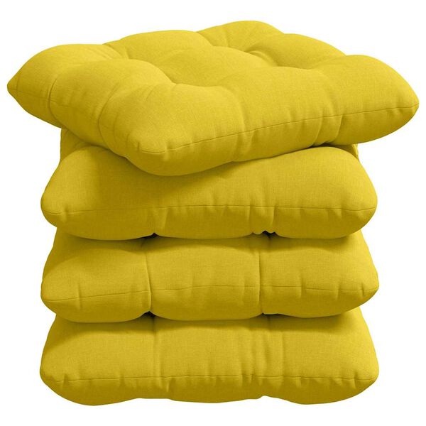 vidaXL Seat Cushions 4 pcs Light Yellow 40 x 40 x 12 cm Fabric