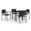 vidaXL 5 Piece Garden Dining Set Black