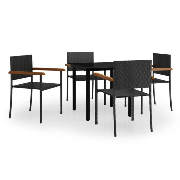 vidaXL 5 Piece Garden Dining Set Black