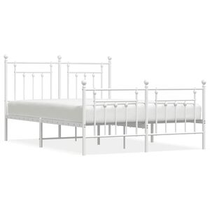 vidaXL Metal Bed Frame without Mattress with Footboard White 140x200cm