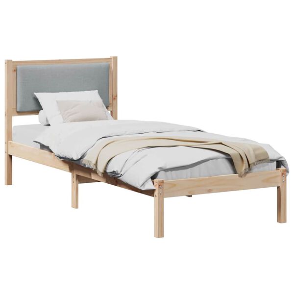 vidaXL Bed Frame with Headboard Light Grey 80 x 190 cm Solid Pine Wood