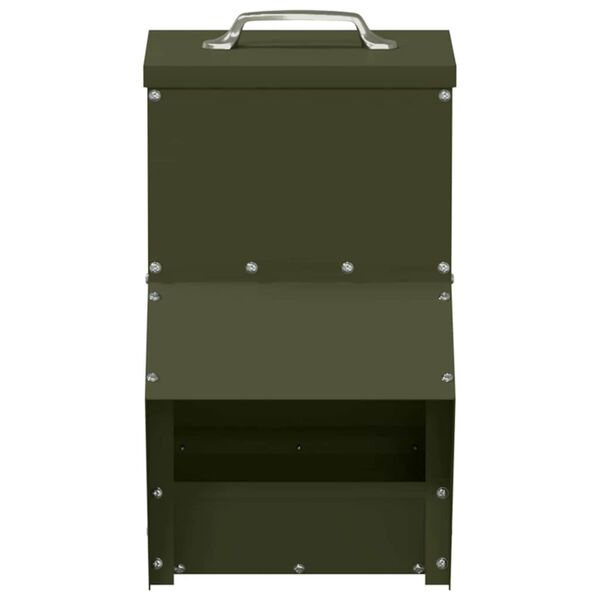 vidaXL Chicken Feeder Olive Green 20 x 25 x35 cm Cold-Rolled Steel