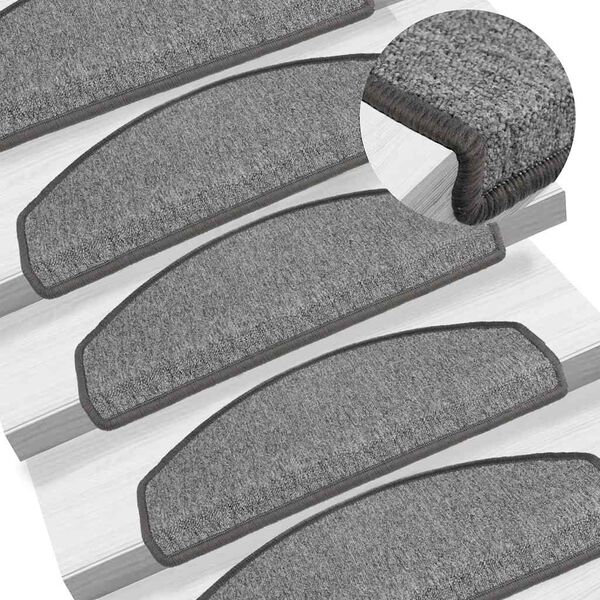 vidaXL Stair Mats 10 pcs 65x24x4 cm Dark Grey Half Round Large