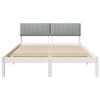 vidaXL Bed frame White and light grey 135 x 190 cm Solid pine wood