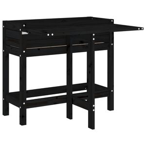 vidaXL Garden Planter with Folding Tabletop Black Solid Wood Pine