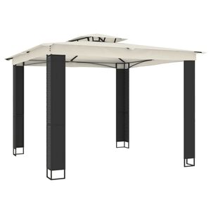 vidaXL Gazebo with Double Roof Cream 2.94x2.94 m Steel