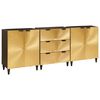 vidaXL Sideboard 3 pcs Black and Gold 60 x 33 x 75 cm Solid Mango Wood