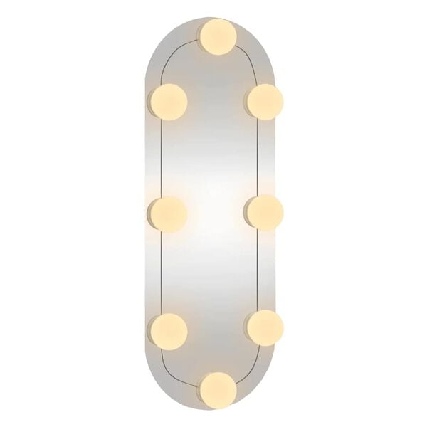 vidaXL Wall Mirror with LED Lights 15x40 cm Glass Oval