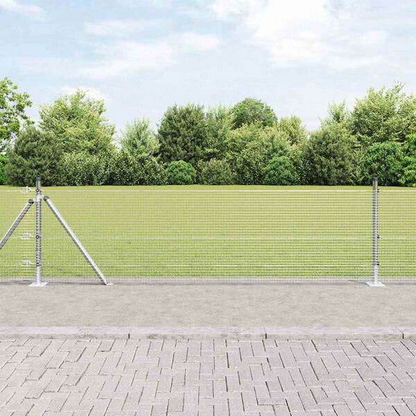 vidaXL Fence Post Silver 100 x 0.6 m (16 x 16 mm mesh) Steel