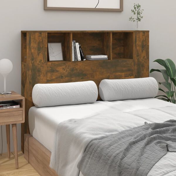 vidaXL Headboard Cabinet Smoked Oak 120x18.5x102.5 cm