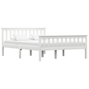 vidaXL Bed Frame without Mattress White Solid Pinewood 140x200 cm