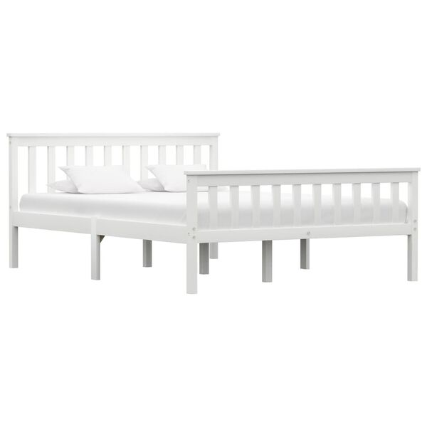 vidaXL Bed Frame without Mattress White Solid Pinewood 140x200 cm