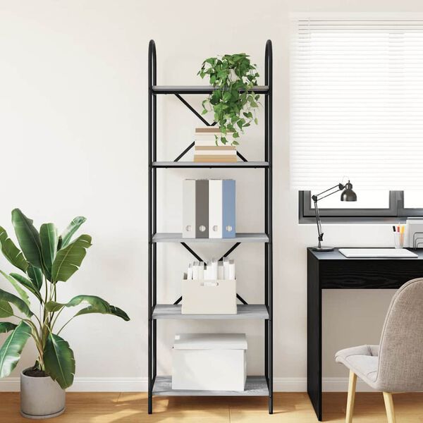 vidaXL Bookshelf Grey Sonoma 60 x 30 x 183 cm Engineered wood