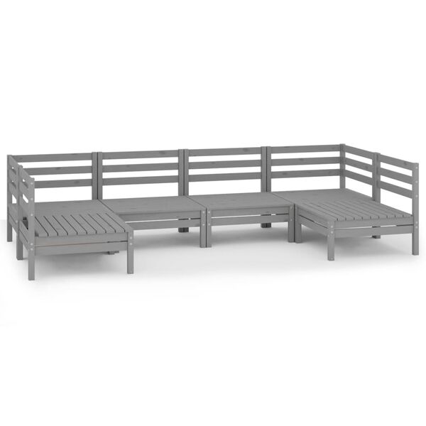 vidaXL 6 Piece Garden Lounge Set Grey Solid Wood Pine