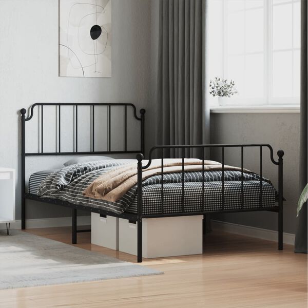vidaXL Metal Bed Frame without Mattress with Footboard&nbsp;Black 107x203cm