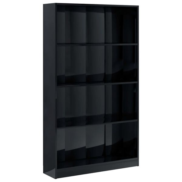 vidaXL 4-Tier Book Cabinet High Gloss Black 80x24x142 cm Engineered Wood