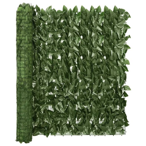 vidaXL Balcony Screen with Dark Green Leaves 200x100 cm