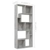vidaXL Book Cabinet Concrete Grey 67x24x161 cm Engineered Wood