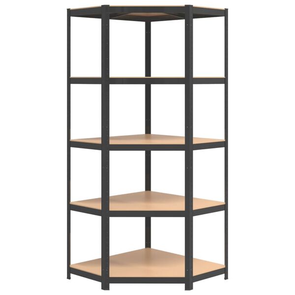 vidaXL 5-Layer Corner Shelf Anthracite Steel&Engineered Wood