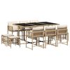 vidaXL 11 Piece Garden Dining Set with Cushions Beige Poly Rattan