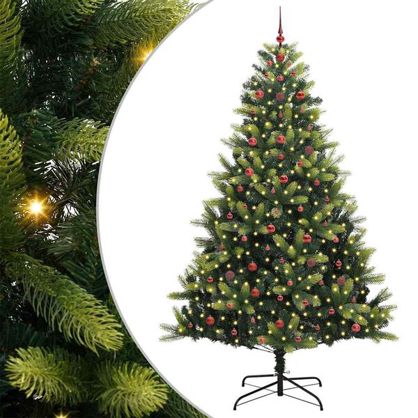 vidaXL Artificial Hinged Christmas Tree 300 LEDs Green 240 cm