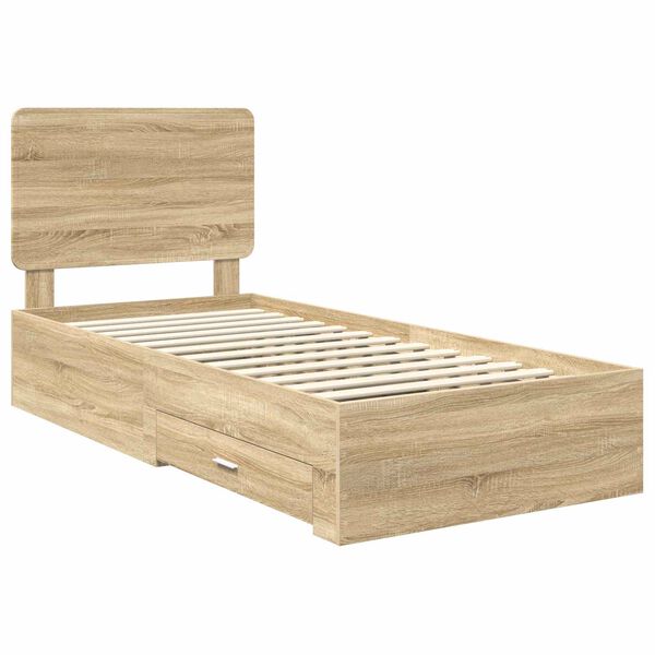 vidaXL Bed Frame with Headboard Sonoma Oak 90 x 200 cm Engineered Wood
