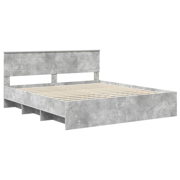 vidaXL Bed Frame Concrete Grey 200 x 200 cm Engineered Wood