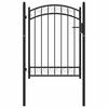 vidaXL Fence Gate with Arched Top Steel 100x98.5 cm Black