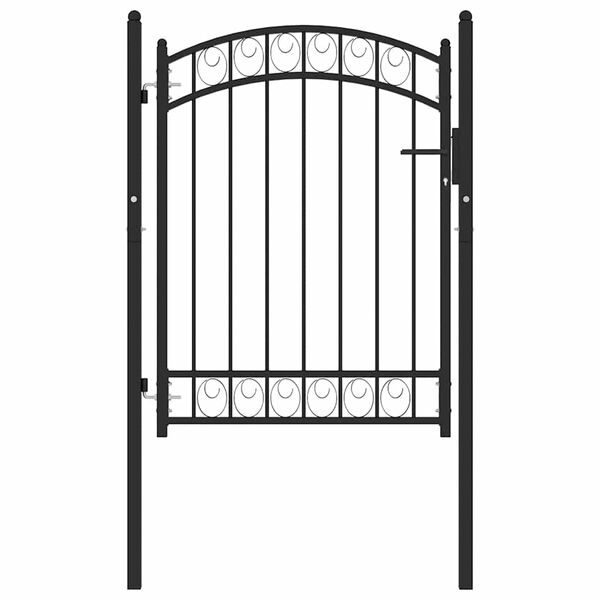 vidaXL Fence Gate with Arched Top Steel 100x98.5 cm Black