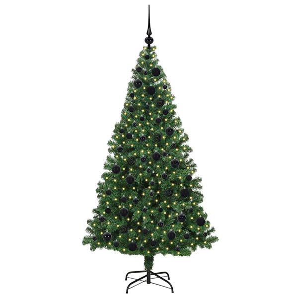 vidaXL Artificial Christmas Tree with 300 LEDs with Stand Green 180 cm