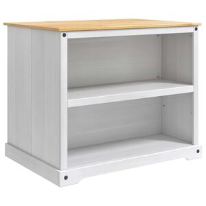 vidaXL Kitchen Island Set White and Honey Wax 112 x 77 x 91.5 cm