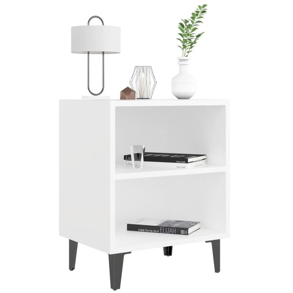 vidaXL Bed Cabinets with Metal Legs 2 pcs White 40x30x50 cm