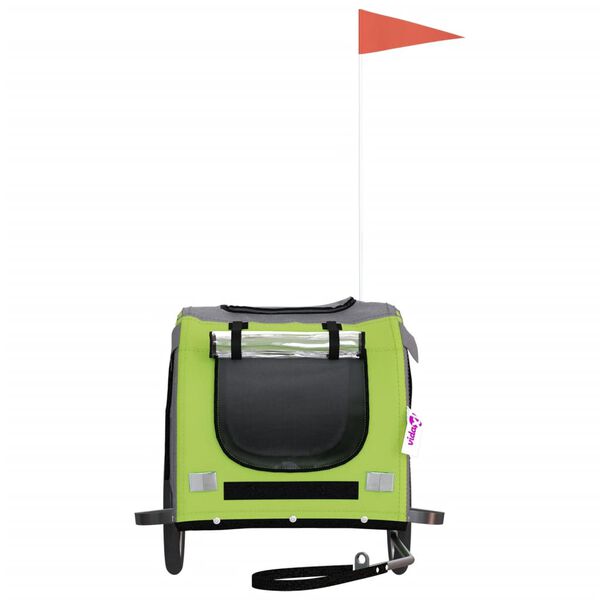 vidaXL Pet Bike Trailer Green and Grey Oxford Fabric and Iron
