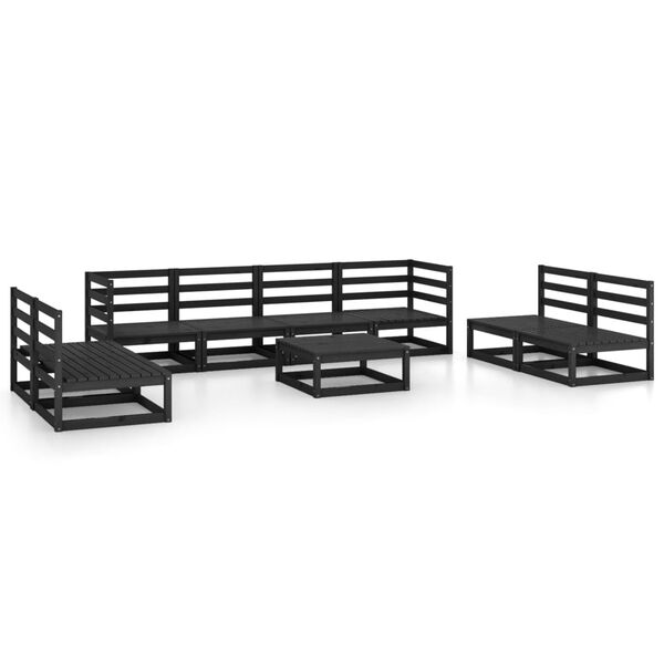 vidaXL 9 Piece Garden Lounge Set Black Solid Pinewood