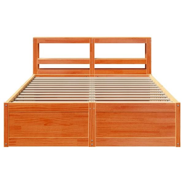 vidaXL Bed Frame with Headboard Wax Brown 120x200 cm Solid Wood Pine