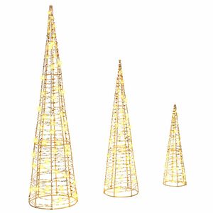 vidaXL Christmas Tree 3 pcs Warm white 20 x 20 x 80 cm PET
