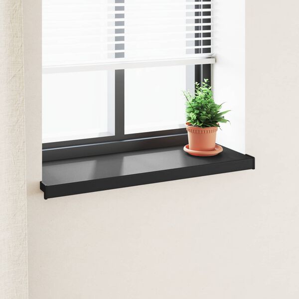 vidaXL Window Sill Black with Wood Grain 60 x 30 x 4.5 cm PVC