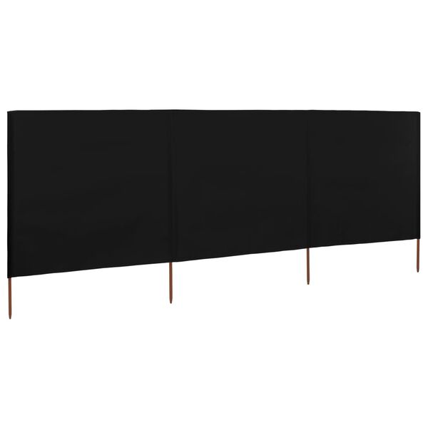vidaXL 3-panel Wind Screen Fabric 400x160 cm Black