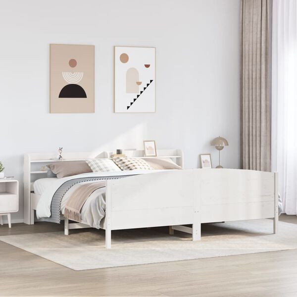 vidaXL Bed Frame without Mattress White 200x200 cm Solid Wood Pine