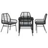 vidaXL Garden Dining Set 5 pcs Black Poly Rattan