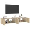 vidaXL TV Wall Cabinets with LED Lights 2 pcs Sonoma Oak 80x35x31 cm